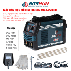 Máy Hàn Điện Mini Boshun MMA-250IGBT, Đa Năng Nhỏ Gọn Chất Lượng Cao, Dễ Dàng Mang Theo – Bảo hành chính hãng 12 Tháng