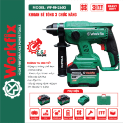 Máy Khoan Đục Bê Tông WORKFIX WF-RH2603 2,6J Không Chổi Than 3 Chức Năng (KHOAN -BÚA -ĐỤC) – Chuyên Máy Khoan Bê Tông