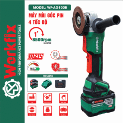 Máy Mài, Cắt Pin Công Tắc Bóp Workfix WF-AG100B Không Chổi Than 100% Lõi Đồng, Kèm Phụ Kiện – Máy Cắt, Mài
