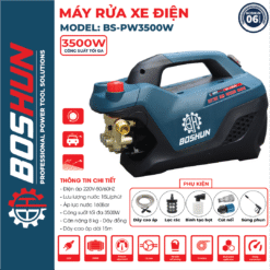 Máy rửa xe áp lực cao BOSHUN BS-PW3500W – Công Suất 3500W – Máy rửa xe có chỉnh áp – Hàng Chính Hãng – Lõi đồng 100%