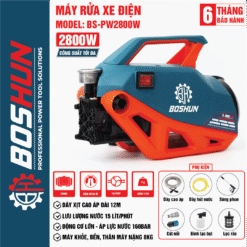 Máy rửa xe chỉnh áp BOSHUN BS-PW2800W, Công suất 2800W, Dây Cao Áp 12m, Kèm Bộ Phụ Kiện