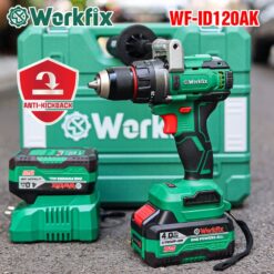 Máy Khoan Workfix 3 Chức Năng WF-ID120AK, Lực Siết 120N.m, Tính Năng ANTI-KICKBACK, Đầu Kẹp 13mm AUTOLOCK, PIN 4.0Ah