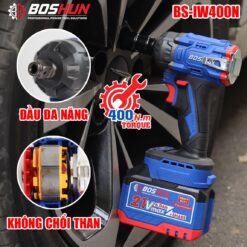 Máy Siết Bulong Pin BOSHUN BS-IW400N, Lực siết 400Nm, Không Chổi Than, Đầu Bulong 2 in 1, Động Cơ Đồng
