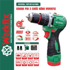 Máy khoan pin WORKFIX 16.8V WF-ID1610BL Auto lock – Khoan pin không chổi than – Tặng kèm bộ phụ kiện 24 chi tiết
