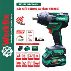 Máy Bắn Bulong WORKFIX WF-IW650N Siêu Khỏe, Không Chổi Than, Lõi Đồng 100%, Chuyên Vặn Mở Ốc