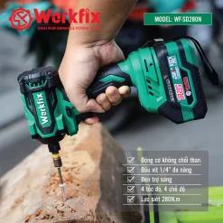 Máy Bắn vít Workfix WF-SD280N Điều tốc 4 cấp và Auto stop, Motor không chổi than, Pin 10 Cell, Chân pin phổ thông