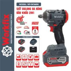 Máy Siết Bulong WORKFIX WF-IW360N đầu 2 trong 1 – Lực siết 360Nm – Bảo hành chính hãng 12 tháng