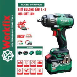 Máy siết bulong Workfix WF-IW950N – Không Chổi Than – Máy Văn Ốc chân phổ thông – Bảo hành chính hãng 12T