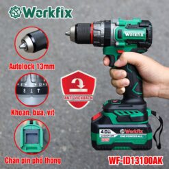 Máy Khoan Pin WORKFIX WF-ID13100AK Lực 100N Chuyên Rút Lõi, Khoan Tường, Bắn Vít, Không Chổi Than