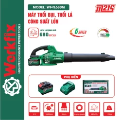 Máy Thổi Bụi / Thổi Lá Dùng Pin Workfix WF-TL680M Công Suất Lớn, Chân pin phổ thông, Bảo hành chính hãng 12 tháng
