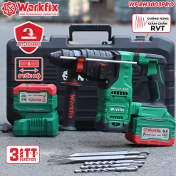 Máy Khoan Đục Bê Tông WORKFIX WF-RH3003PRO 3,0J Anti-Kickback 6 Tốc Độ (KHOAN -BÚA -ĐỤC), Chuyên Khoan Đục Bê Tông