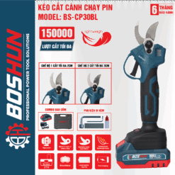 Kéo Cắt Cành BOSHUN BS-CP30BL – Máy Cắt Cành Không Chổi Than, Hợp Kim, Pin Khủng 21V